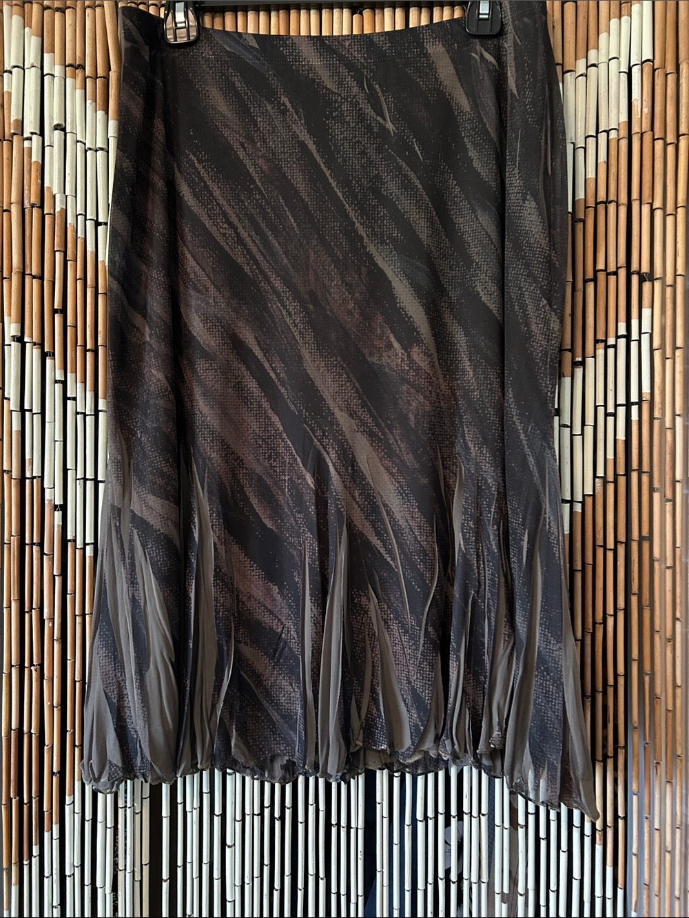 Black Brown, Green Patterned Pleated Hem Skirt Size M
